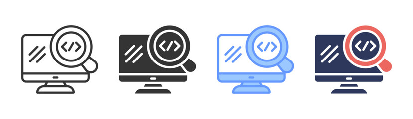 Code Review Icon Set Multiple Style Collection