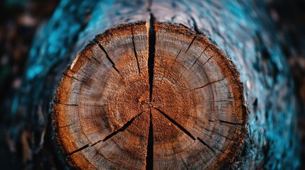 Close up of cracked tree trunk cross section