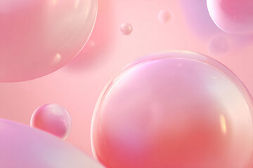 Canvas Print - abstract illustration with pink bubbles on a blurred background. geometric shapes. pastel colors. ba