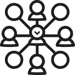 user network linear icon black vector illustration