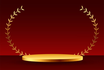 Wall Mural - realistic podium stand in golden color for product advertisement in event