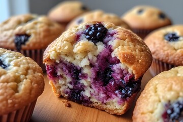 Wall Mural - batch of blackberry muffins