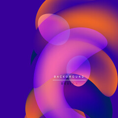 Wall Mural - abstract fluid shapes blend, creating vibrant purple, orange, pink gradients. modern design element 