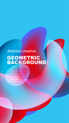 Wall Mural - abstract shapes, vibrant colors, modern design. geometric background with text, button present. blue