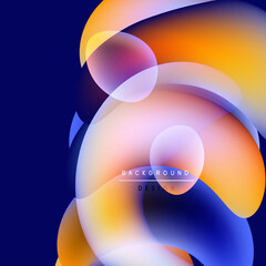 Wall Mural - abstract fluid shapes overlap, creating vibrant color gradients. blue, orange, yellow hues dominate 