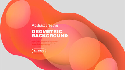 Wall Mural - abstract geometric background features vibrant orange, pink, red shapes. white space provides contra