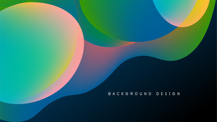 Wall Mural - abstract fluid shapes, vibrant colors blend. dynamic composition over dark background. modern design
