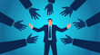 © Ahmed - Image of a Businessman Surrounded by Pointing Fingers, a Powerful Representation of Blame, Scapegoating, and Accountability in the Workplace