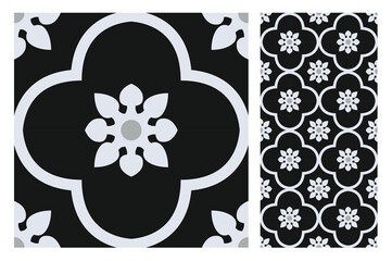 Wall Mural - vintage tiles patterns antique seamless design in Vector illustration