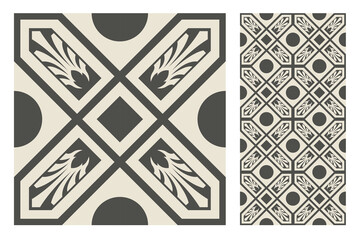 Wall Mural - vintage tiles patterns antique seamless design in Vector illustration