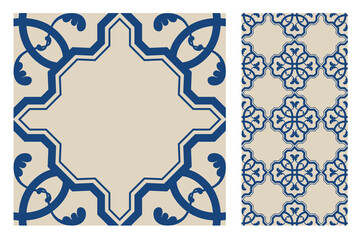 Wall Mural - vintage tiles patterns antique seamless design in Vector illustration