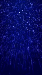 Wall Mural - glowing white light trails moving upward over deep blue background, illusion of speed, futuristic tr