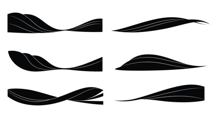 Wall Mural - Collection of abstract black shapes with white lines on a white background