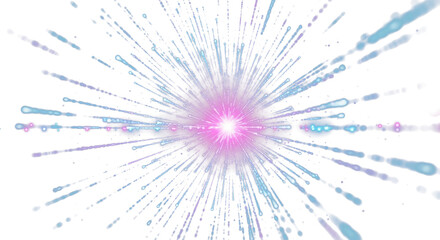 Wall Mural - Abstract Burst of Light Streaks: Blue and Pink Glowing Particles Radiating from a Central Point