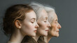 © Bodrea - The life stages of a woman from youth to old age shown in profile view