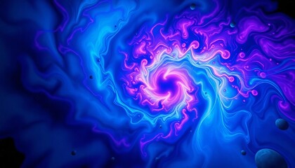 Wall Mural - Swirling nebula of vibrant blues and purples, fractal patterns,  kaleidoscope,  fantasy