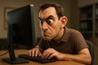 © CrazyJuke - Intense Focus: A man displays a range of emotions while engaging with his computer screen. Capturing the essence of concentration and engagement.