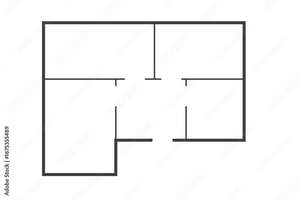 Floor plan simple icon room apartment modern unfurnished house line ...