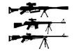 © SHOHRAB HOSSAIN - Silhouette of three sniper rifles with scopes and bipods representing precision and accuracy for military or hunting concepts