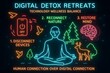 © Zawara - Neon Technology Wellness Balance with Glowing Devices and Mindfulness Symbols for Digital Detox Concept,