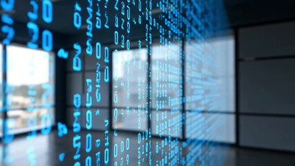 Abstract Digital Code Flowing on a Screen, Technology and Data Concept