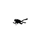 © Umar - Scuba diver swimming in the ocean, silhouette vector illustration.