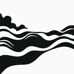 Wall Mural - minimalist black and white wave pattern elegant vector abstract organic silhouette