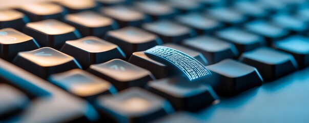 Illuminated Code on Keyboard Keys, technology, coding