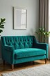 © Nopadon - Luxurious velvet settee cushion, rich teal color, plump and inviting, perfect for adding comfort and style to any living space Ideal for updating your home decor , home decor, interior styling
