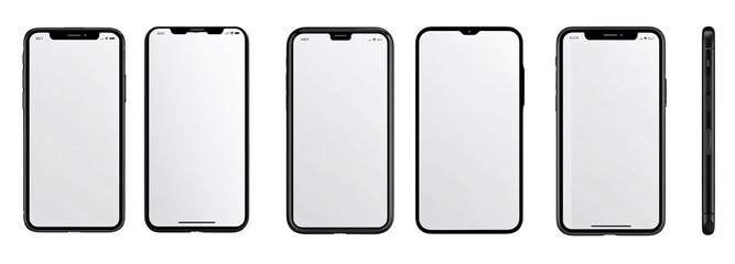 Modern black smartphone mockup with transparent screen display