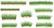 © al - Create a watercolor hand drawn ;set of grass line cad and silhouettes isolated on white background. Ground cover for elevation architectural element, side view, grass section. Turf coating vector art