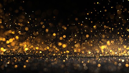 Golden glitter bokeh on a dark background