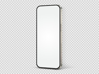 Wall Mural - Realistic smartphone mockup. Mobile phone vector with isolated on white background. Device front view. 3D mobile phone with shadow. Realistic, high quality smart phone mockup for ui ux presentation.