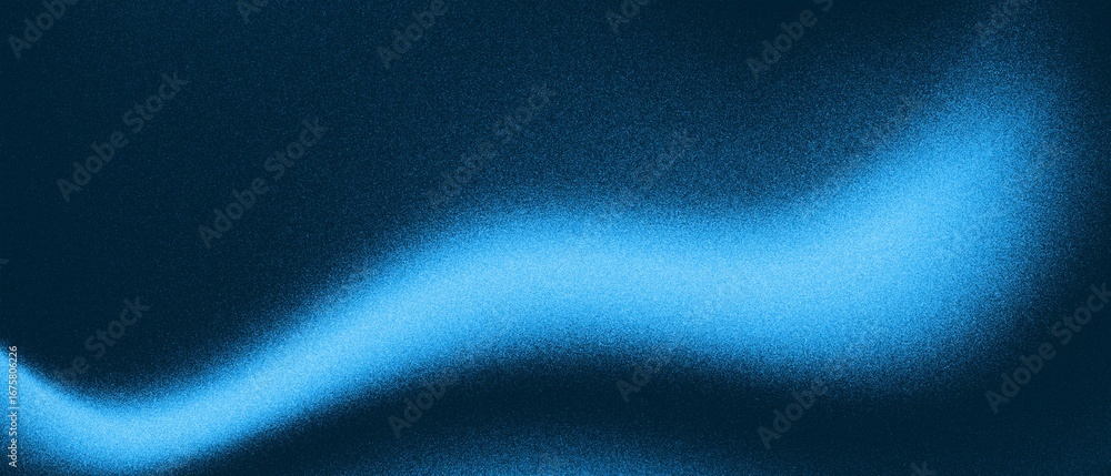 Abstract blue wave grainy background design with glowing gradient shape ...