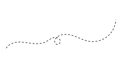 Wall Mural - Long dashed hand drawn squiggle video, loopy line animation, hand drawn curly arrow pointing up to the right side.