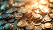 © K99Design - A pile of coins with a golden hue and a blurred background.
