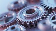 © buter - Interlocking metal gears in abstract style, perfect for process optimization, mechanical concepts, or technology infrastructure.
