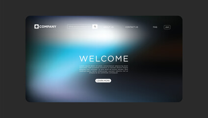 Modern website template with welcome message and blurred background for business presentation use