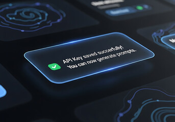 Digital interface showing successful api key activation and prompt generation