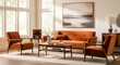 © Arinal - Mid Century Modern Living Room with Orange Furniture.