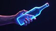 © Atralia13 - Illuminated hand holding geometric bottle studio setting digital art modern aesthetic close-up view abstract design