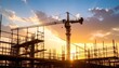© riko  - industrial construction site crane scaffolding sunset