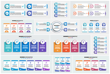 Wall Mural - Collection of business infographic design template with options, steps or processes. Can be used for workflow layout, diagram, number options, web design	
