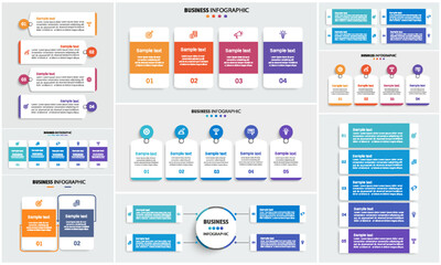 Wall Mural - collection of business infographic design template with options, steps or processes. can be used for