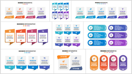 Wall Mural - collection of business infographic design template with options, steps or processes. can be used for
