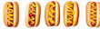 © axmilasky - Set of hot dogs with mustard and ketchup isolated on a white background top view The concept is street food or fastpaced photography in an ultrarealistic sty