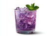 © Tarakan - Vibrant purple cocktail, garnished with mint, in a glass, with ice