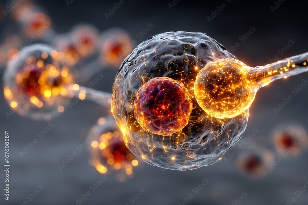 Biocomponents Background Bio synthesis concept art glowing molecules transparent layers in cool ...