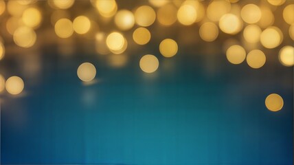 Golden bokeh lights against a blue gradient background.