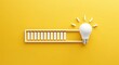 © AsrorCreate - A lightbulb with a progress bar symbolizes innovation and creative energy on yellow background